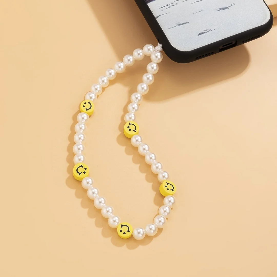 Faux pearl phone chain