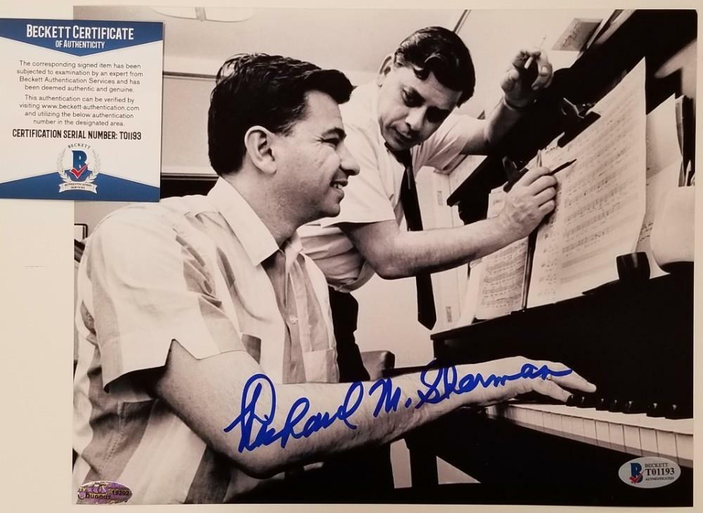 Disney Songwriter Richard Sherman signed 8x10 Photo Poster painting #3 ~ Beckett BAS COA