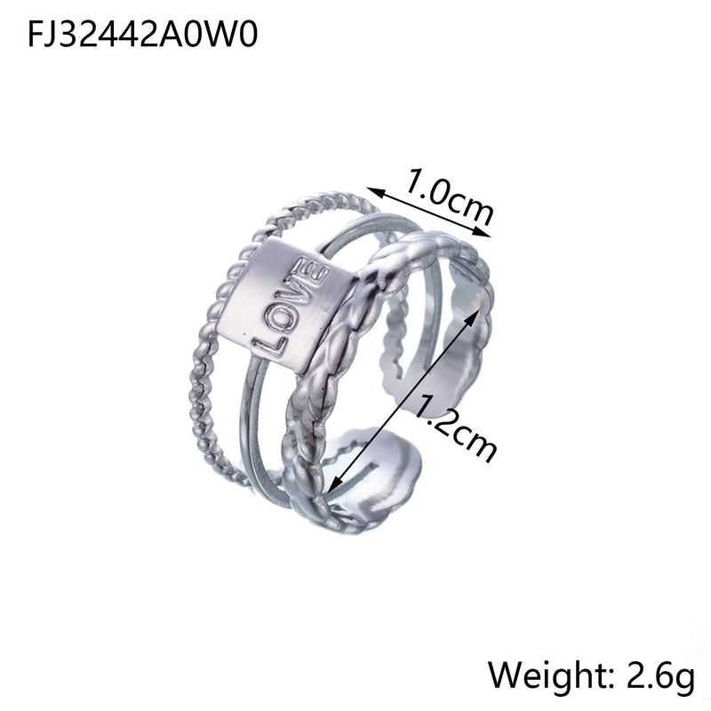 Minimalist U Shape Geometric Titanium Steel Plating Hollow Out Open Rings