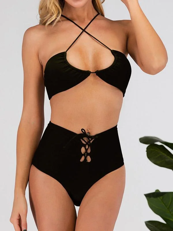 Sexy Hollow Bandage Bikini Swimsuit