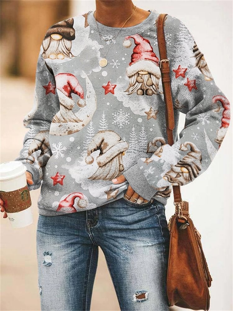 Vefave Christmas Gnomes Inspired Pattern Sweatshirt