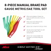 Milton 942: 8-Piece Manual Brake Pad Gauge Metric/Sae Tool Set, Easy To Read Color Coded - 2Mm To 12Mm