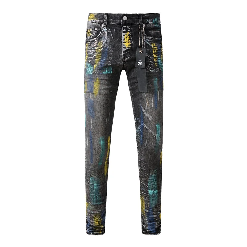 Purple Fashion Jeans 9078