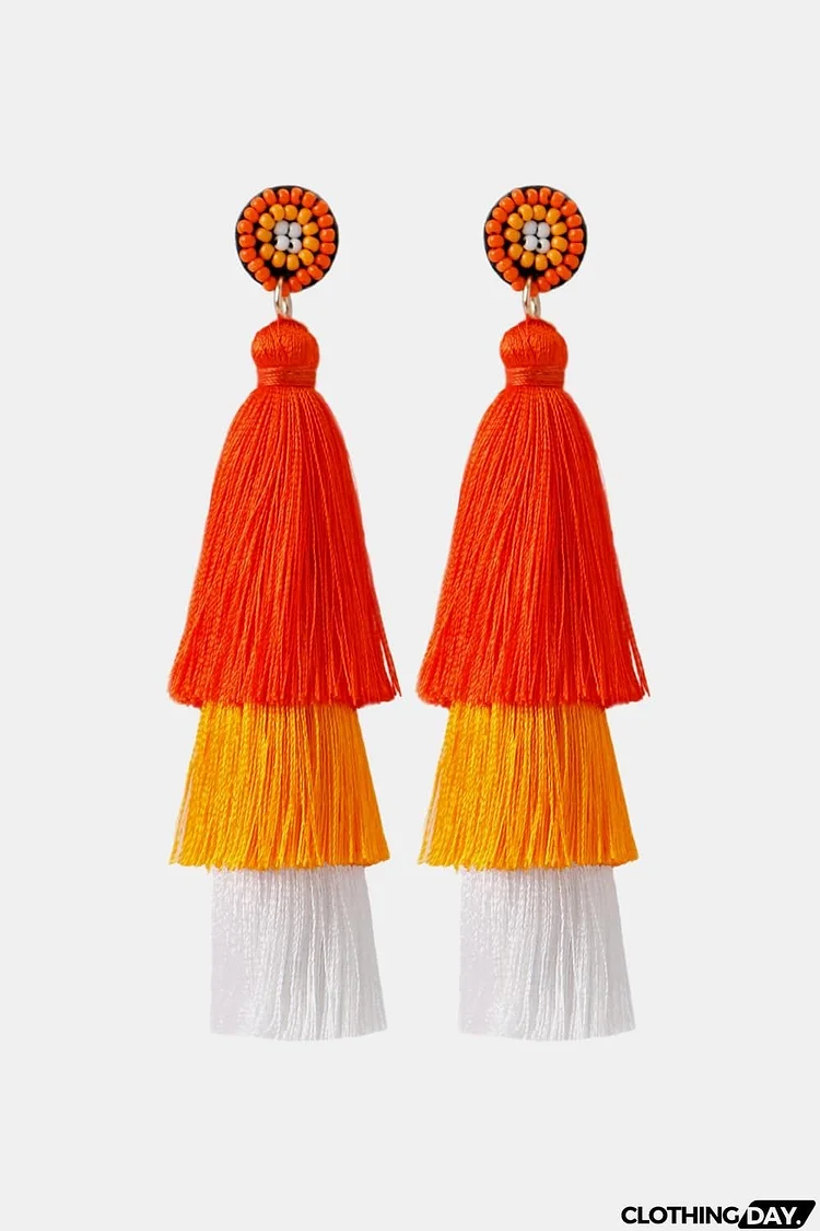 Baeds Detail Triple Layered Tassel Earring