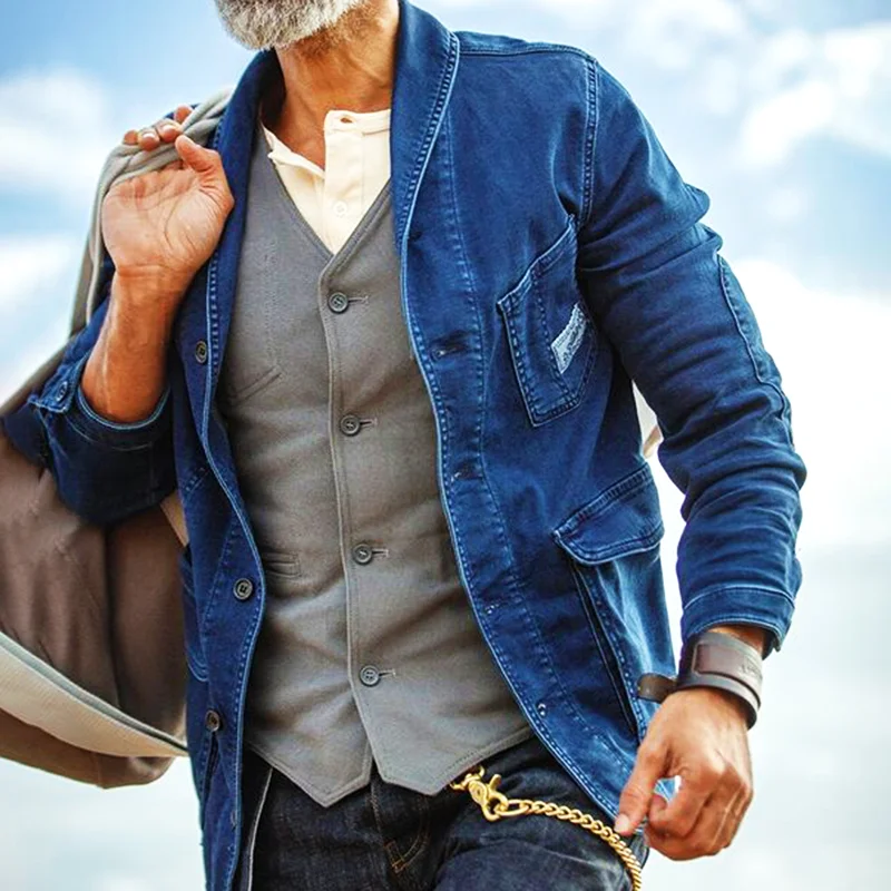 Men's Denim Casual Work Jacket