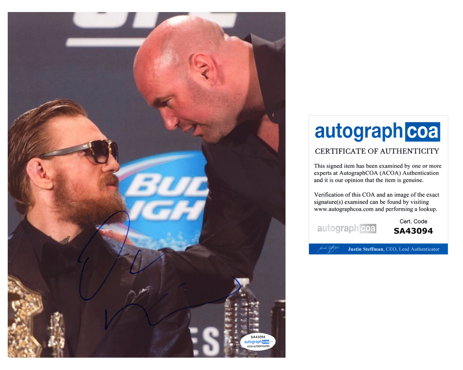 Dana White Signed Autographed 8x10 Photo Poster painting UFC President Conor McGregor ACOA COA