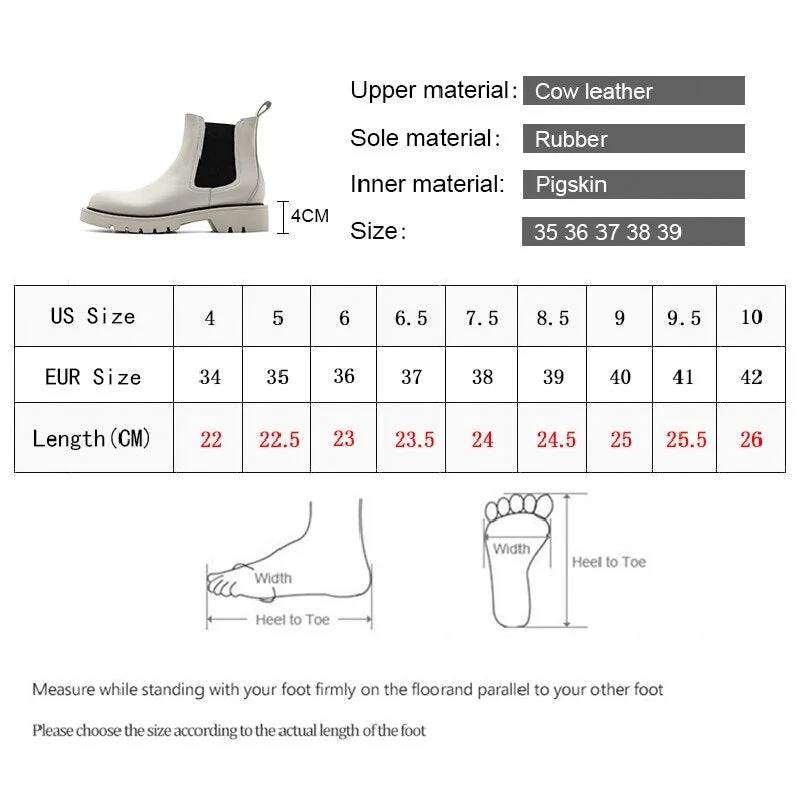 Smile Circle Cow Leather Chelsea Boots Ankle Slip-On Boots Women Autumn Platform Boots Fashion Casual Booties femme