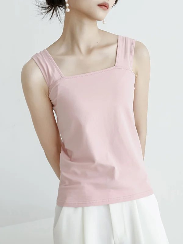 Casual Simple 6 Colors Square-Neck Sleeveless Vest