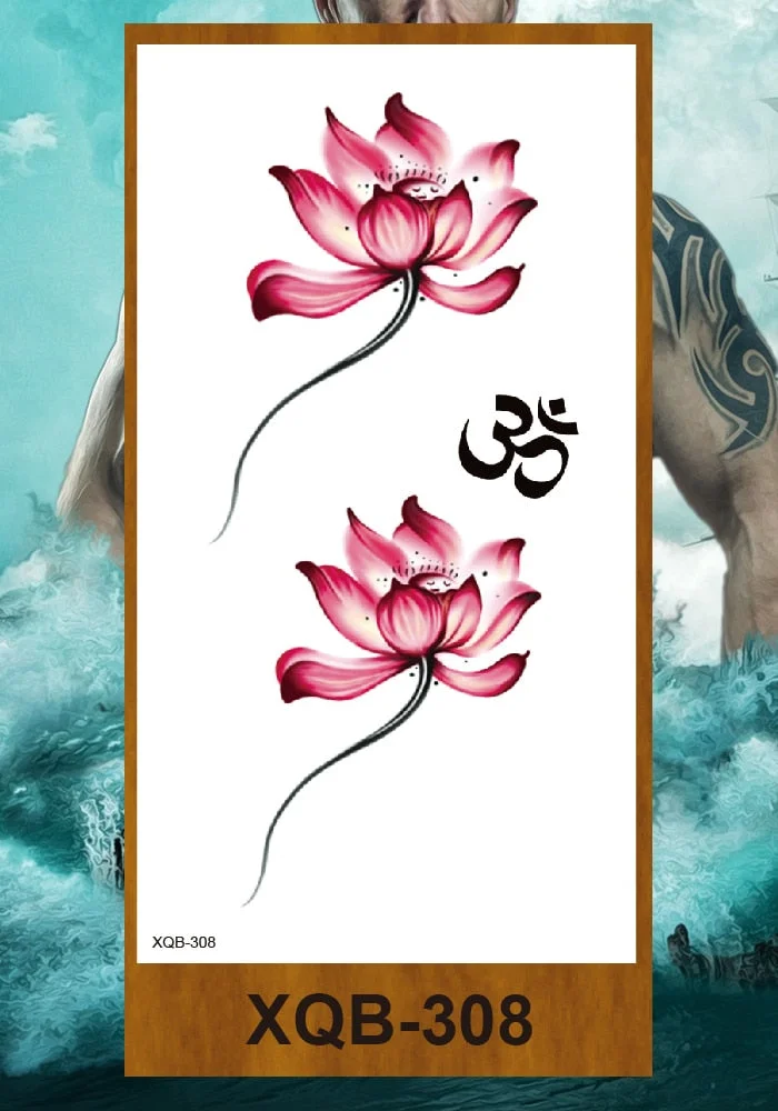 Temporary Tattoo Stickers Women Girl Arm Buttocks Chest Art Fake Tatoo Flowers Chain Body Makeup Waterproof Lily Chrysanthemum