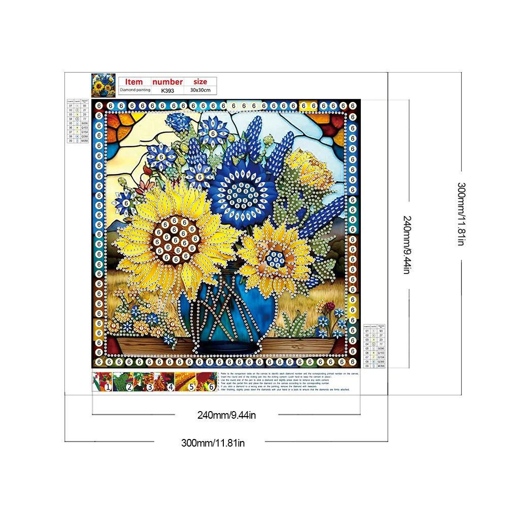 Diamond Painting - Partial Special Shaped Drill - Stained Glass Sunflower(Canvas|30*30cm)
