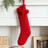 Red Cream Christmas Decor Gift Knitting Long Sock