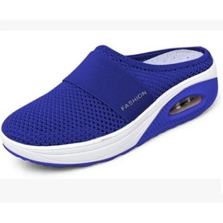Breakj Breakj Small Net Hole Slippers Women No Heel Half-Slippers Thick-Bottom Slippers Women Net Side Half Slippers Women