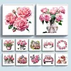 12pcs Pink Rose-11CT Stamped Cross Stitch Set 12.5*12.5cm/4.92*4.92in tapestrymarket