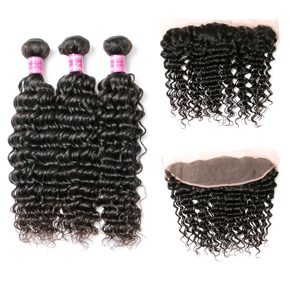 Vallbest Virgin Hair 3 Bundles Deep Wave With Lace Frontal US Mall Lifes