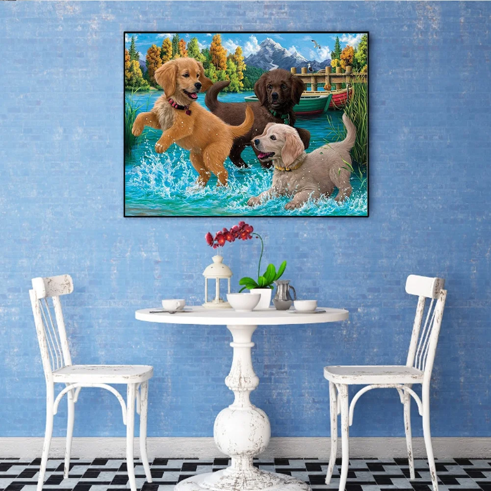 Diamond Painting - Full Round Drill - Puppy(40*30cm)