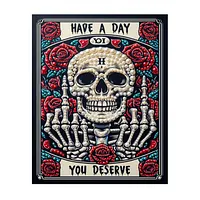 Skull Rose Greeting Card - Pearls Painting