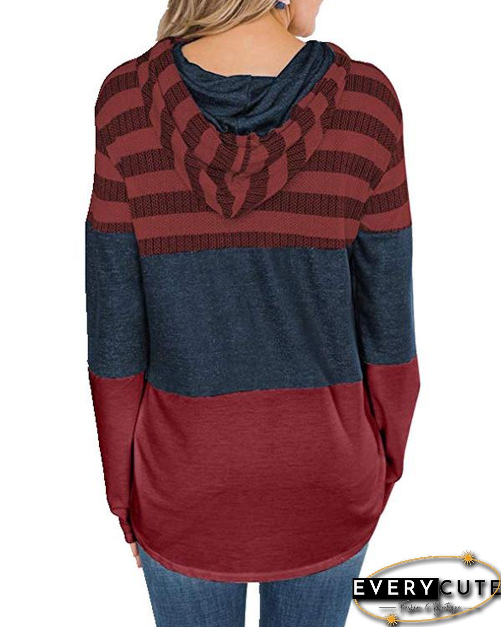 Color Block Splicing Drawstring Hoodies