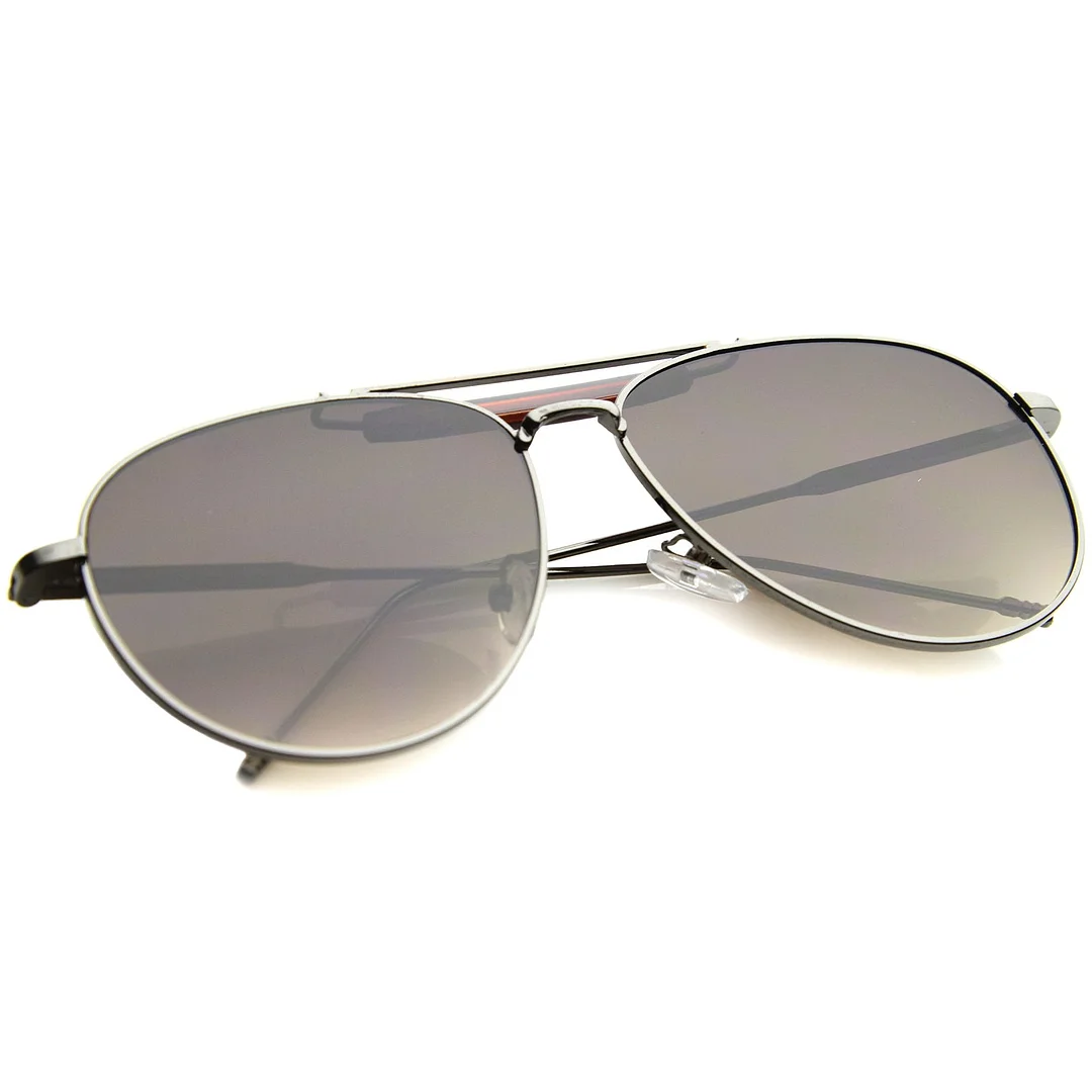 Classic Retro Metal Wire Teardrop Flat Lens Crossbar Aviator glasses