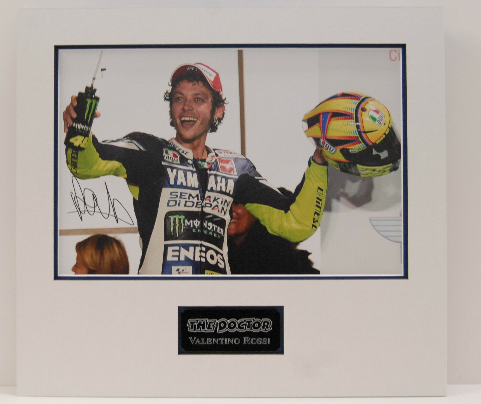 Valentino Rossi Original Hand Signed & Mounted Photo Poster painting Autograph YAMAHA COA (A)