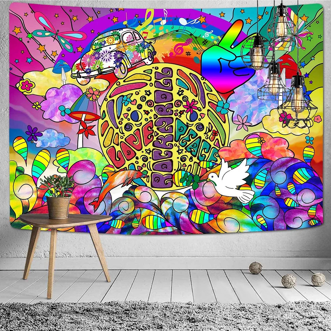 Viking Raven Tapestry Mysterious Viking Meditation Psychedelic Runes Art Wall Hanging Tapestries for Living Room Decor Yoga Mat