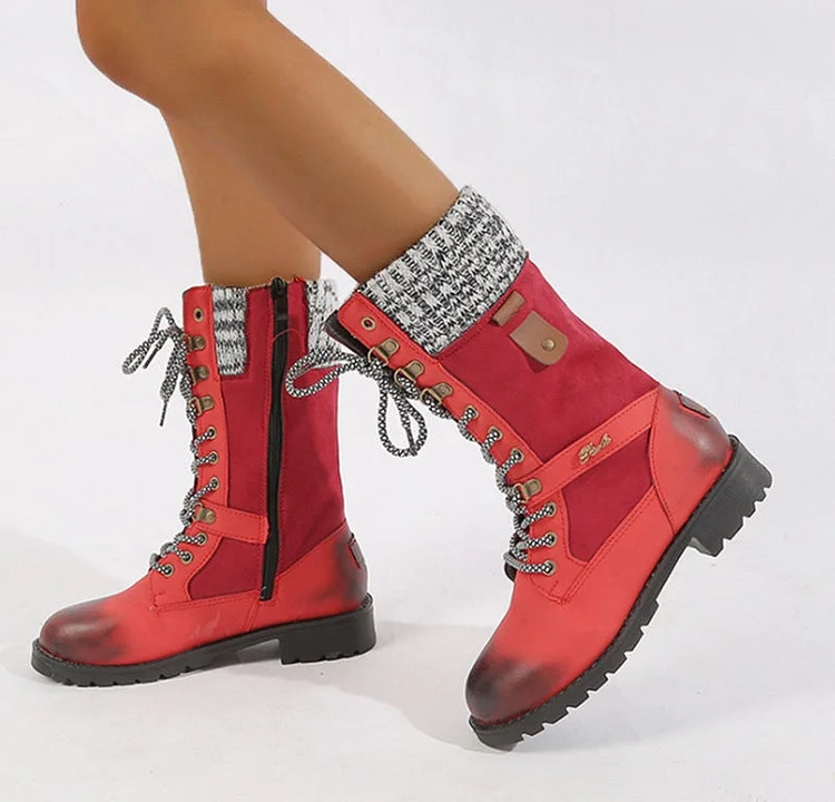 Woman Lace Up Platform Boots