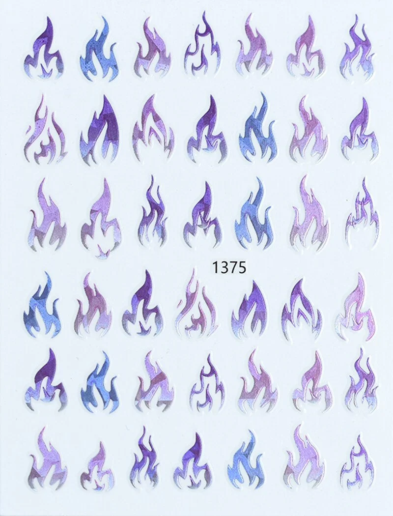 Nail Stickers Back Glue Laser Color Multiple Styles Flame Designs Nail Decal Decoration Tips For Beauty Salons-Nail Inspo