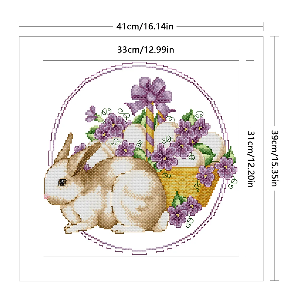 DIY Stamped Cross Stitch 11CT Partial Embroidery 41*39cm - Easter Bunny