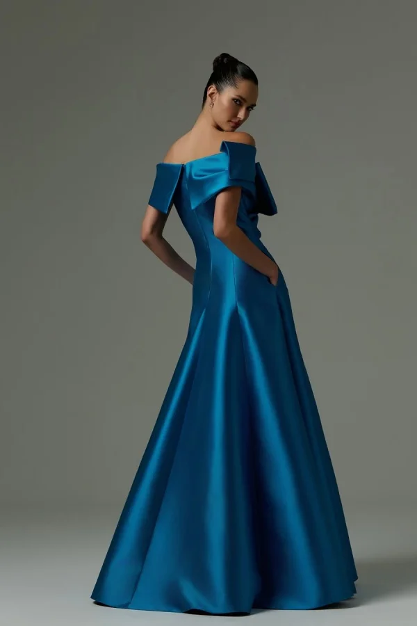 Ocean Blue Formal Off-The-Shoulder A-Line Prom Dress With With Pockets  ZT0773