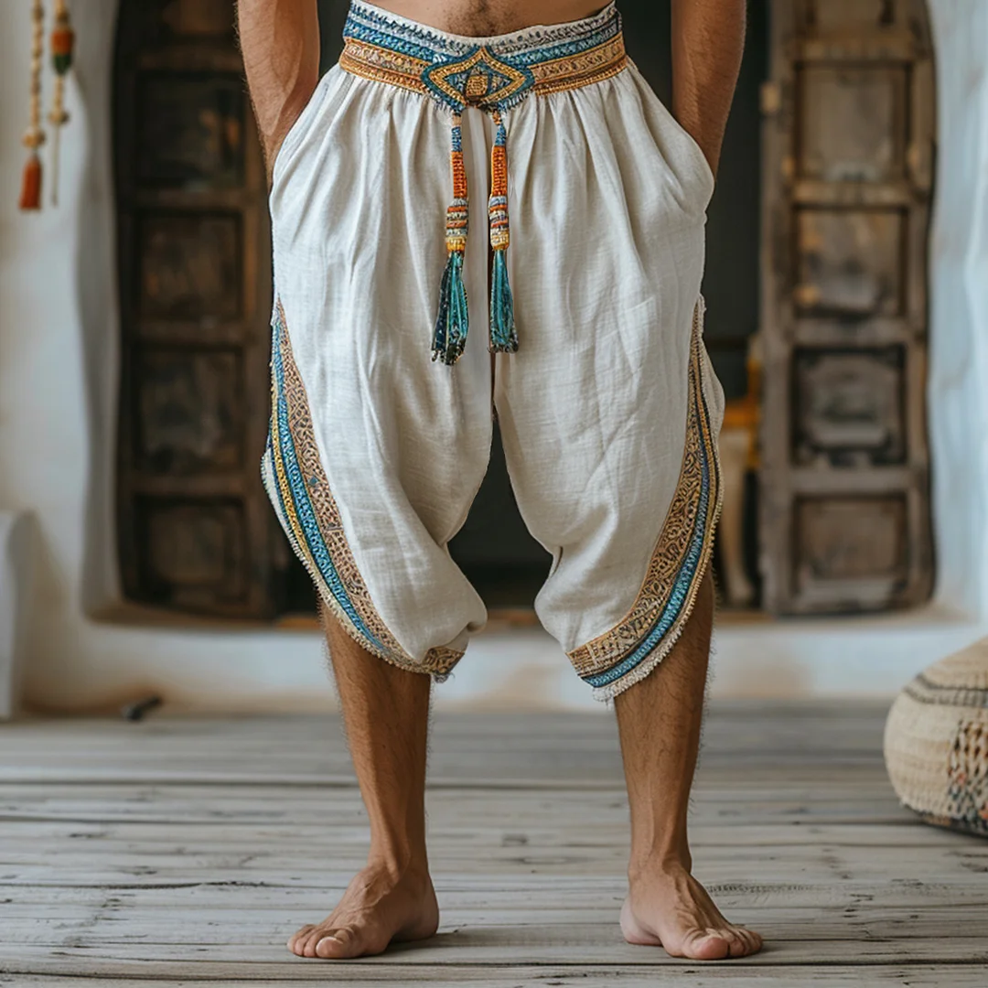 Men's Bohemian Five-point Linen Harem Pants-inspireuse