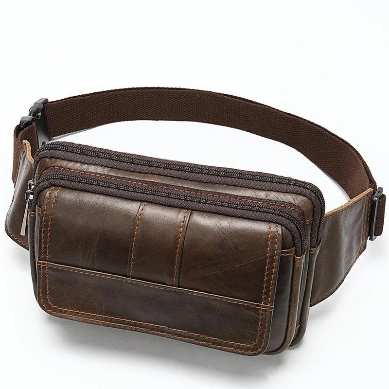 Casual Fashion Leather Belt Bag Retro Leather Outdoor Chest Bag Crossbody Bag