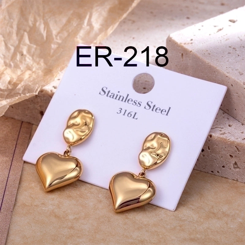 1 Pair Fashion Heart Shape Plating 304 Stainless Steel Drop Earrings Ear Studs