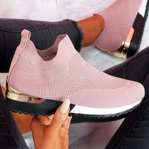 2021 Fashion Women Casual Shoes Mesh Breathable Comfortable Female Sneakers Summer Solid Color Slip On Ladies Walking Shoes