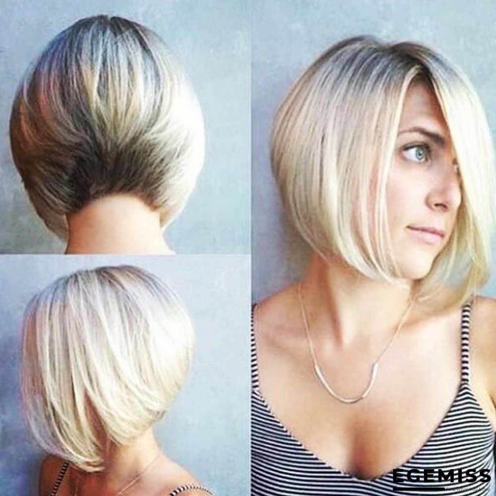 Bobo Wig Women's Short Hair Straight Hair Gradient Platinum | EGEMISS