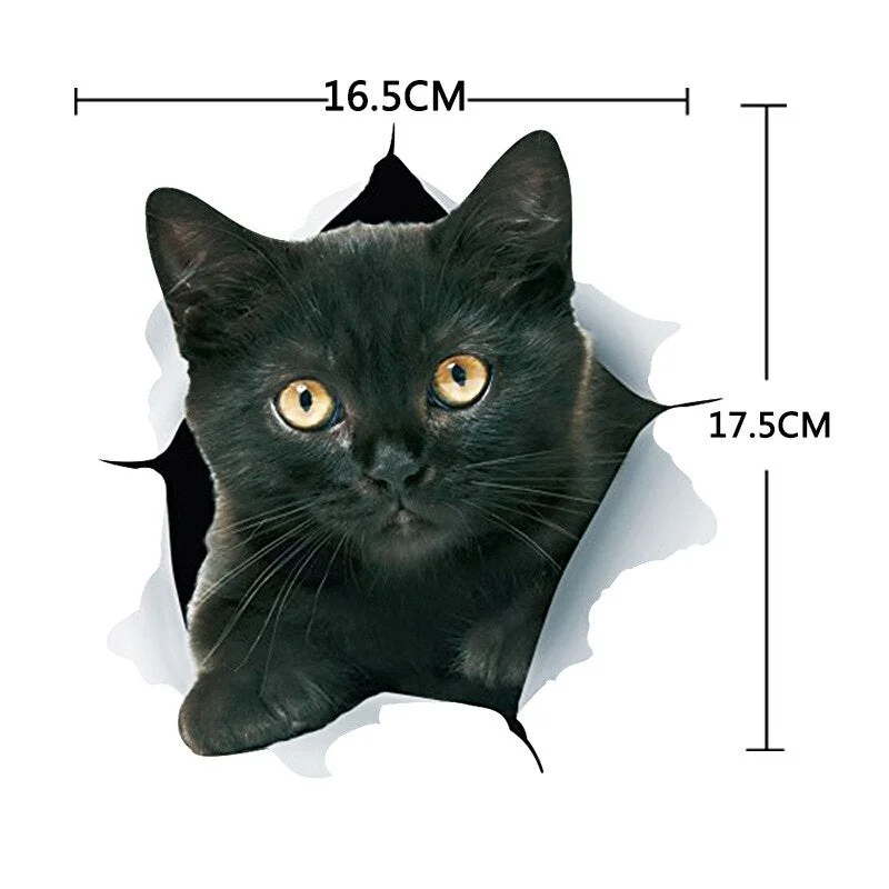 New Cat Dog 3D Wall Sticker Bathroom Toilet Kids Room Decoration Wall Decals Animal Sticker Refrigerator Waterproof Poster