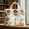 Stylish and delicate floral quilted tote bag
