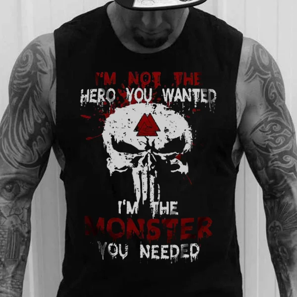 Viking I'm Not The Hero You Wanted Skull Print Vest