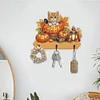 Wooden Halloween Pumpkin Cat 3 Hooks Diamond Painting Hook Rail DIY Crafts Decor