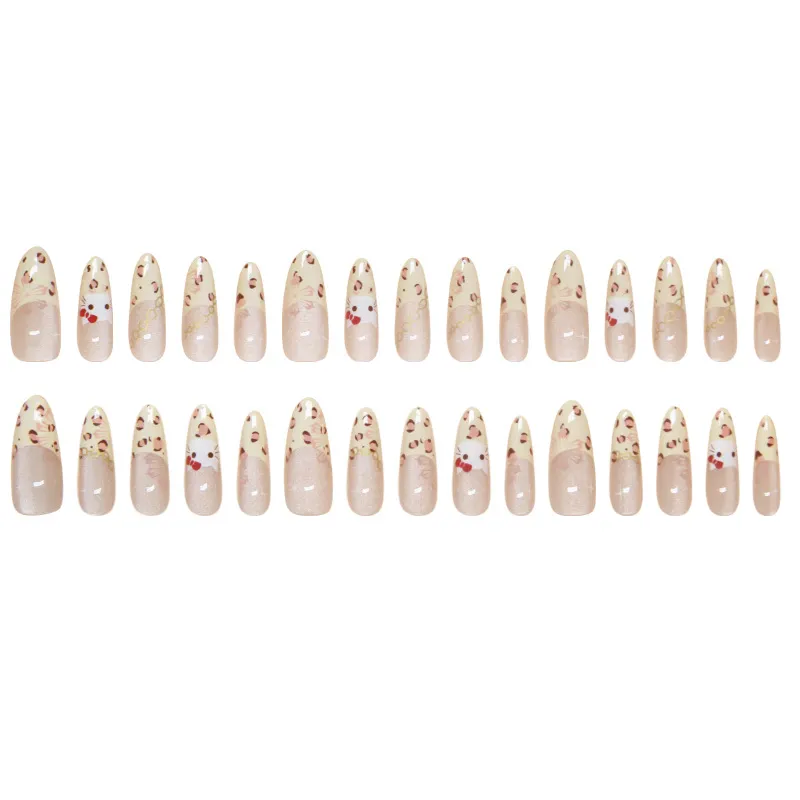 Churchf Churchf Eye Wearing Armour Piece Removable Cat Nail Piece Beauty Nail Piece Premium Sense Leopard Print French Nail Patch