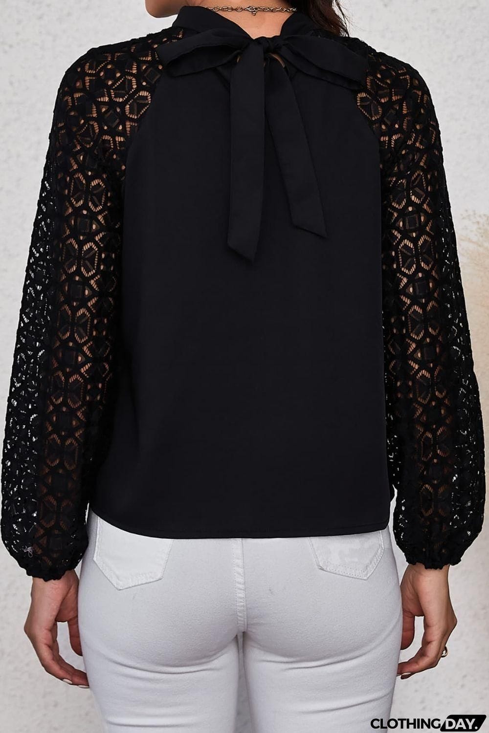 Lace Raglan Sleeve Gathered Detail Blouse
