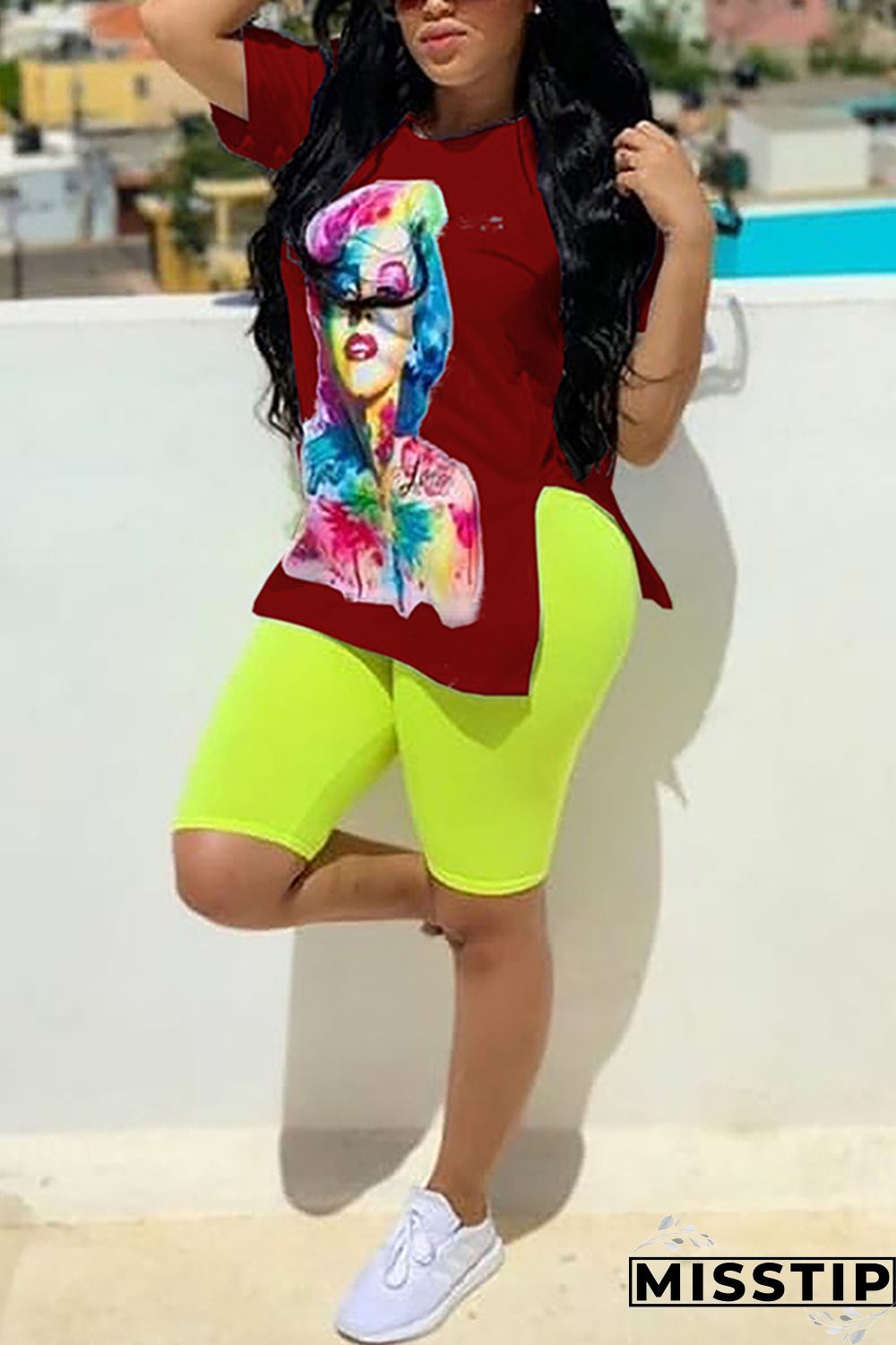 White Fashion Casual Color Printing Top Suit