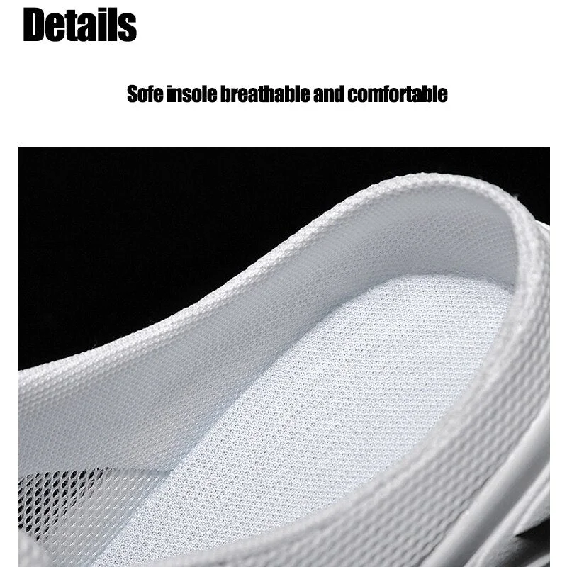 2022 Men Slippers Sports Slides Mesh Half Slippers Fashion Outdoor Shoes Breathable Male Shoes Casual Slip On Sneakers Big Size