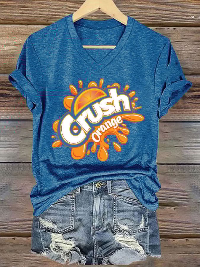 Women's Funny Crush Orange Print T-Shirt
