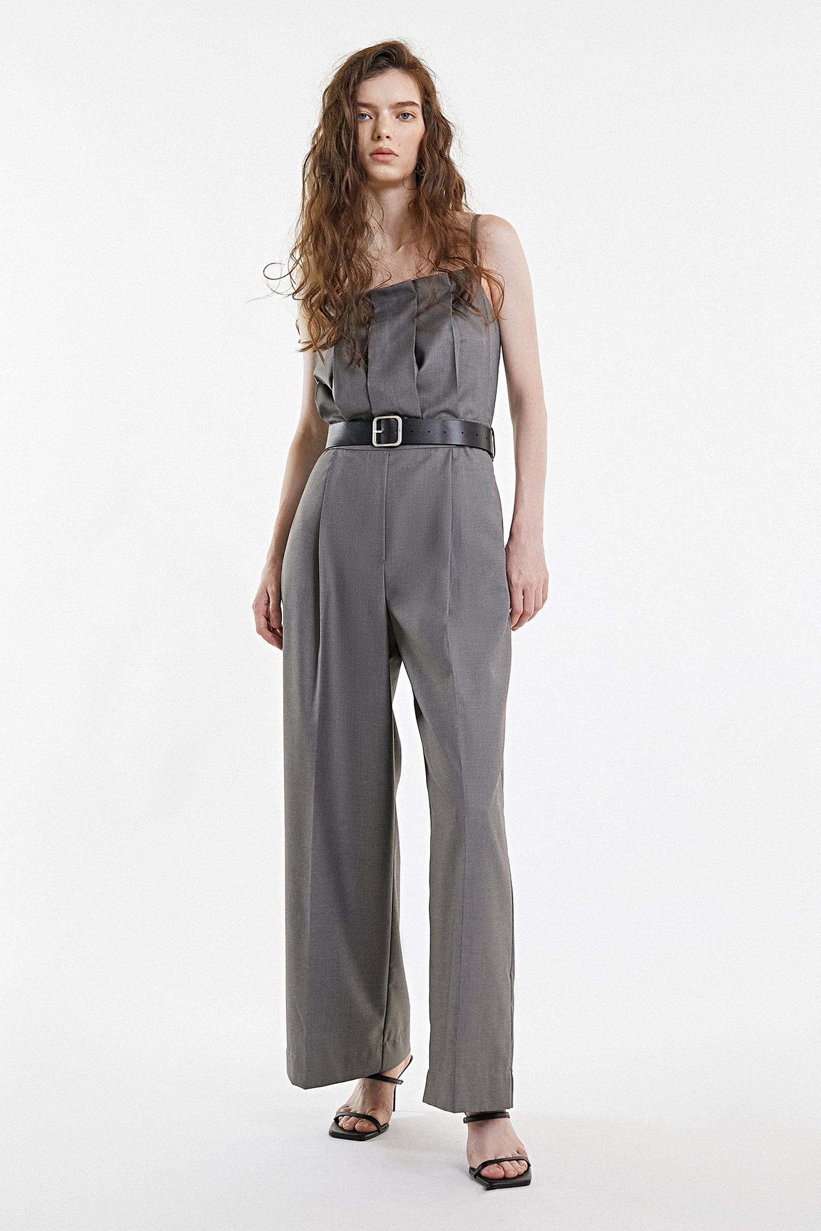 grey wide leg jumpsuit