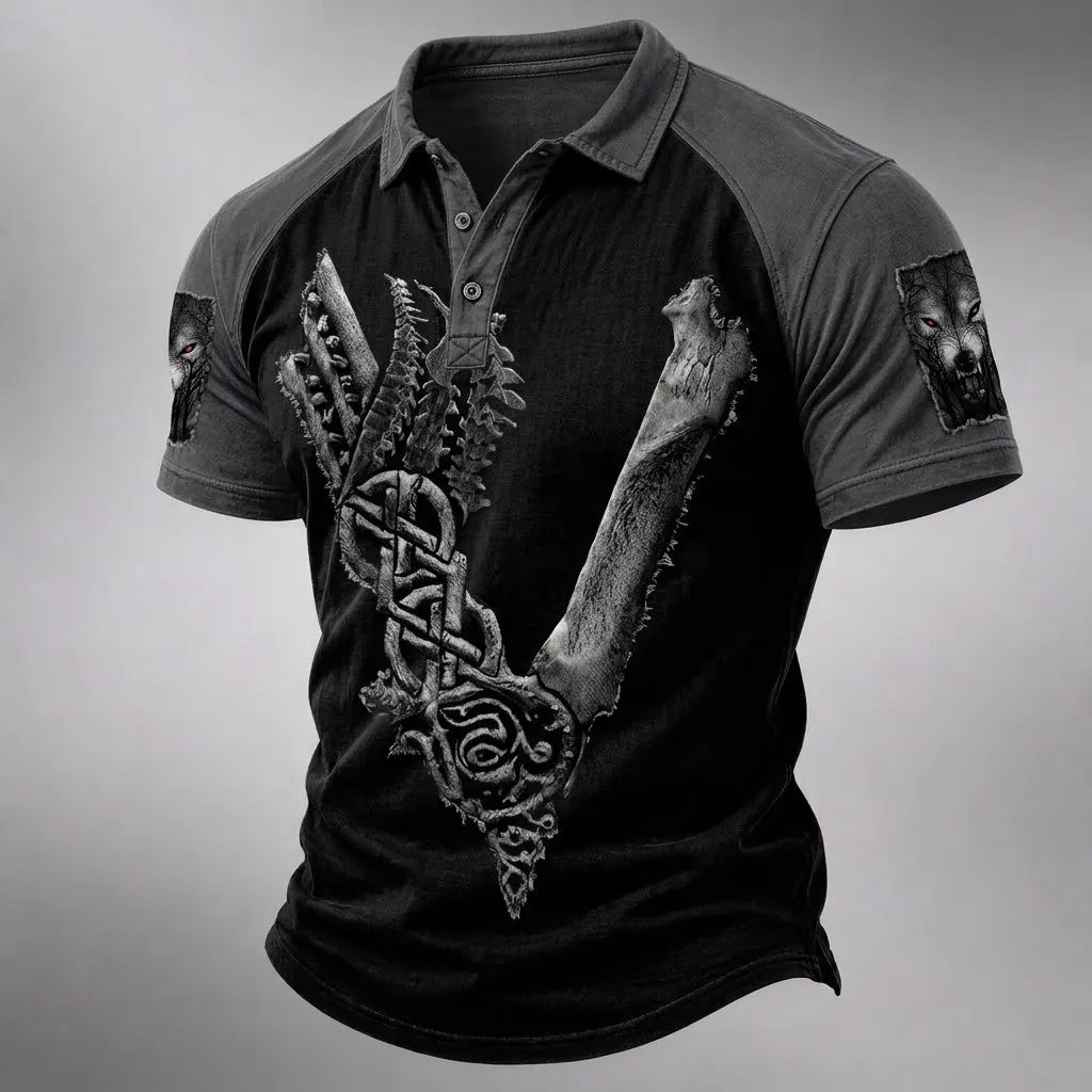 Norse Mythology Viking-Print Men's Casual Top