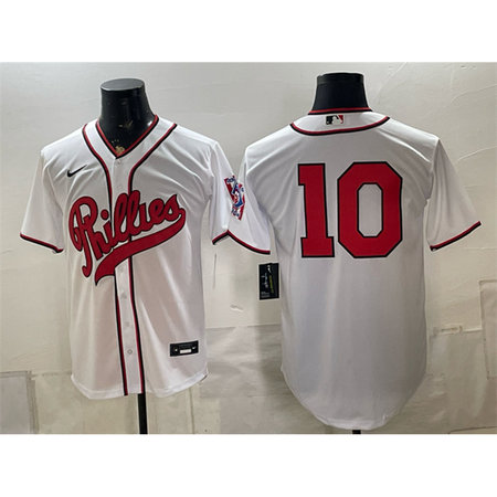 Men's Philadelphia Phillies #10 J.T. Realmuto White 2026 Field of Dreams Stadium Jersey