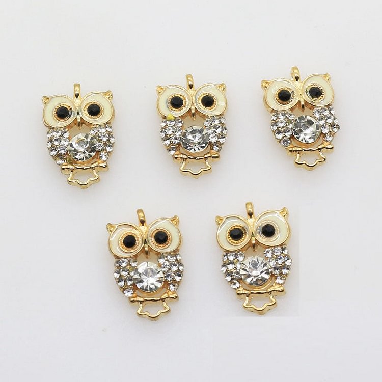 10Pcs/Lot 15*22MM Alloy Owl Buttons Decoration Pendant Jewelry Accessory f