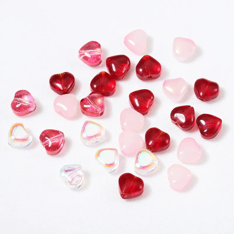 20 PCS/Package Diameter 6 Mm Hole 1~1.9mm Glass Glass Heart Shape Jewelry Accessories