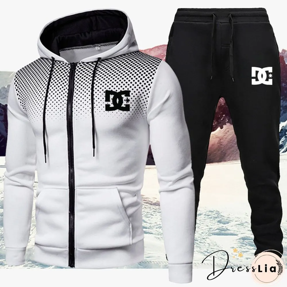 Brand Mens Printed Jacket & Trousers Two Piece Suit Sports Shirt Personalized Fitness