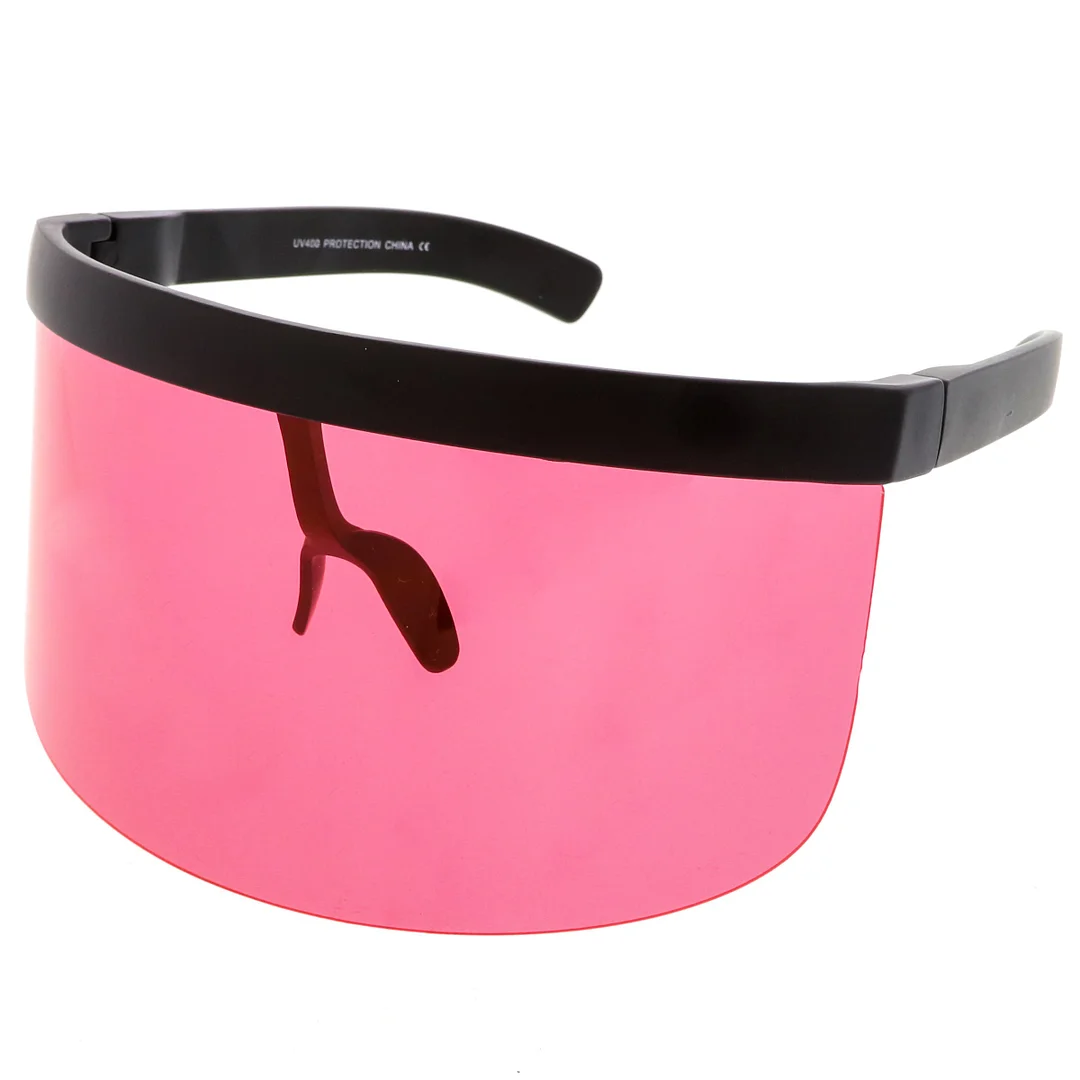 Futuristic Oversize Shield Visor glasses With Flat Top Colored Mono Lens 172mm