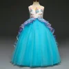 Unicorn Flower Girl Dress Wedding Party Rainbow Tutu Gown Birthday Dresses - honeylives